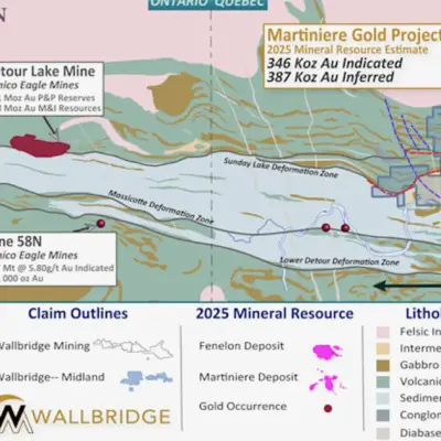 Wallbridge Expands Gold Mineralization at Martiniere Project