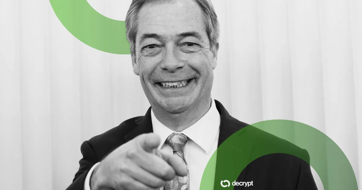 Crypto Billionaires Donate $9.4M to Farage’s Reform UK in Q1