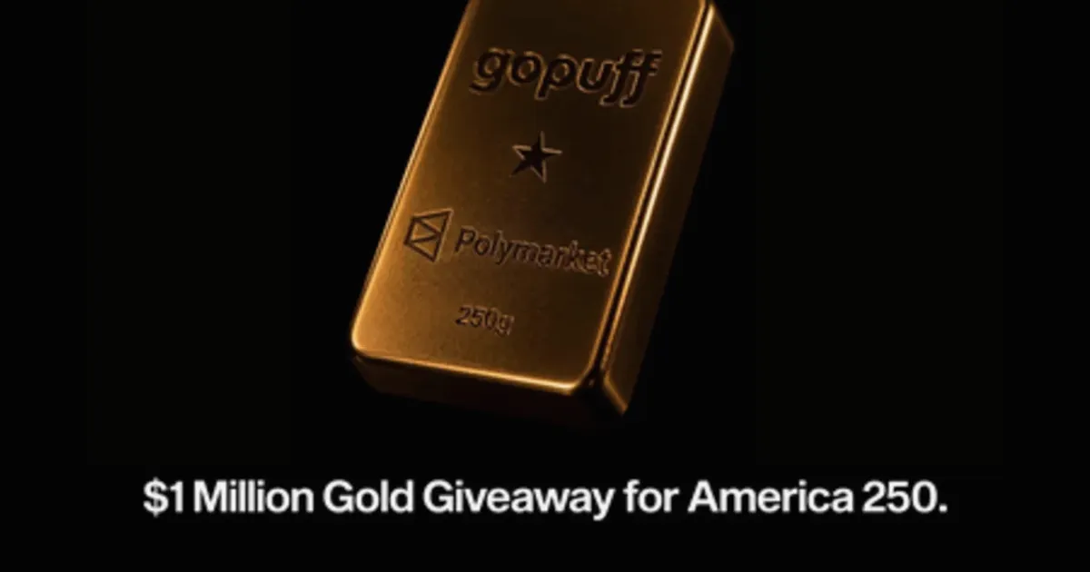 Gopuff y Polymarket regalan 1 millón de dólares en lingotes de oro por el 250 aniversario de EE.UU.