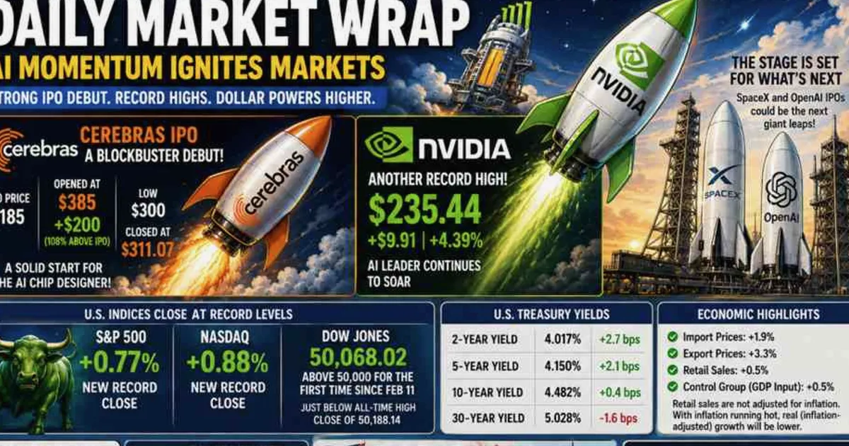 L'introduction en Bourse de Cerebras bondit de 68%, Nvidia atteint un record