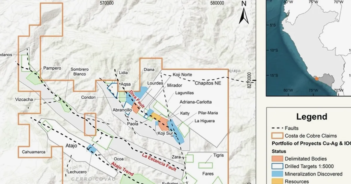 Camino Hits High-Grade Copper at Costa de Cobre in Peru