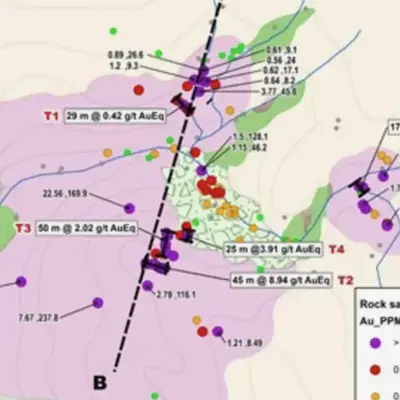 Salazar Resources phát hiện 45m hàm lượng 8,94 g/t AuEq tại El Tigre, Ecuador
