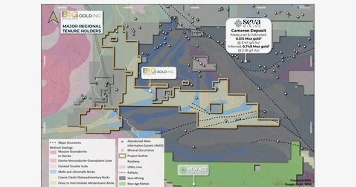Big Gold thúc đẩy dự án Martin Kenty dọc theo xu hướng mỏ Cameron của SEVA Mining