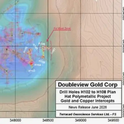 Doubleview Extends Hat Gold-Copper Mineralization 150m East, Hits High-Grade Gold