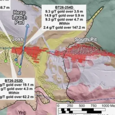 Revival Gold Hits 14.9 g/t Gold Over 5.9 Meters at Joss, Extends Mineralization 240 Meters Deeper