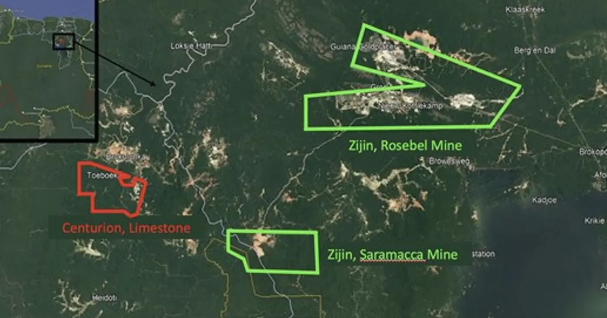 Centurion Minerals hoàn thành khảo sát trực thăng tại Dự án Vàng Limestone ở Suriname