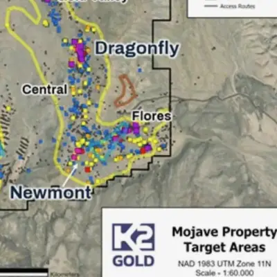 K2 Gold Begins Drilling at Mojave Project, Targets Dragonfly Zone