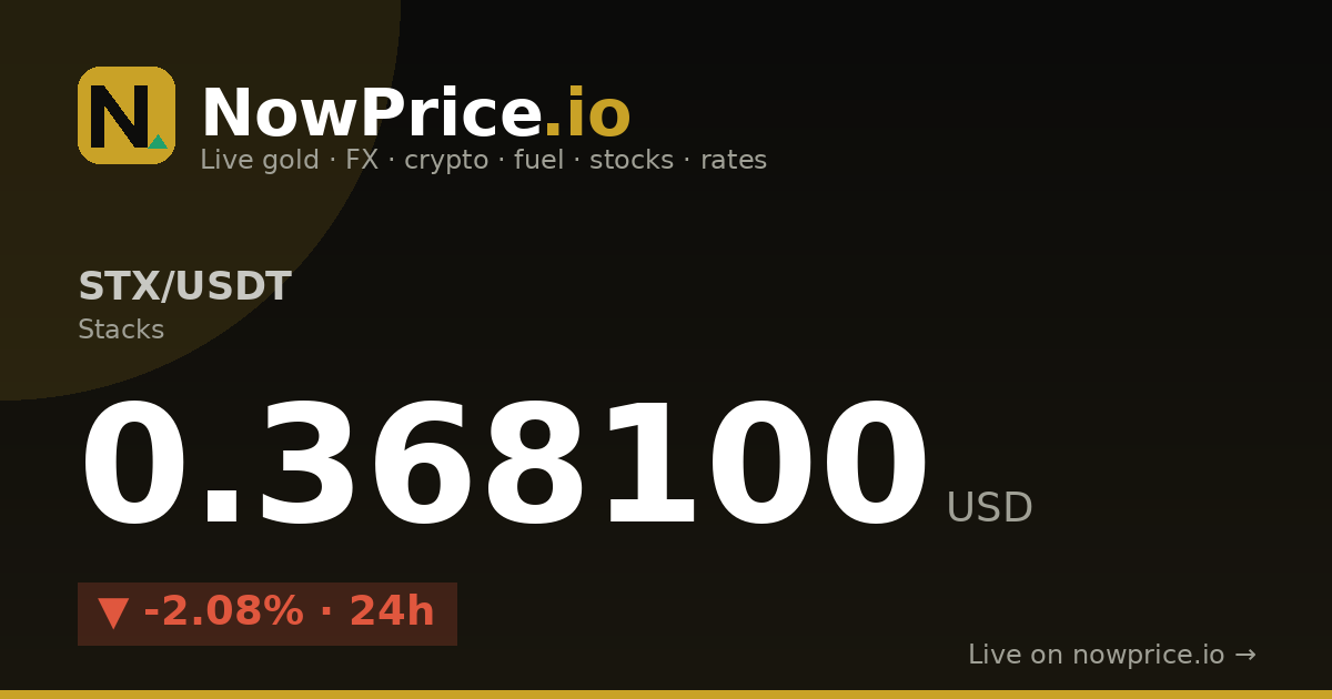 Stacks price (STX/USD) live — $0.342500 | NowPrice